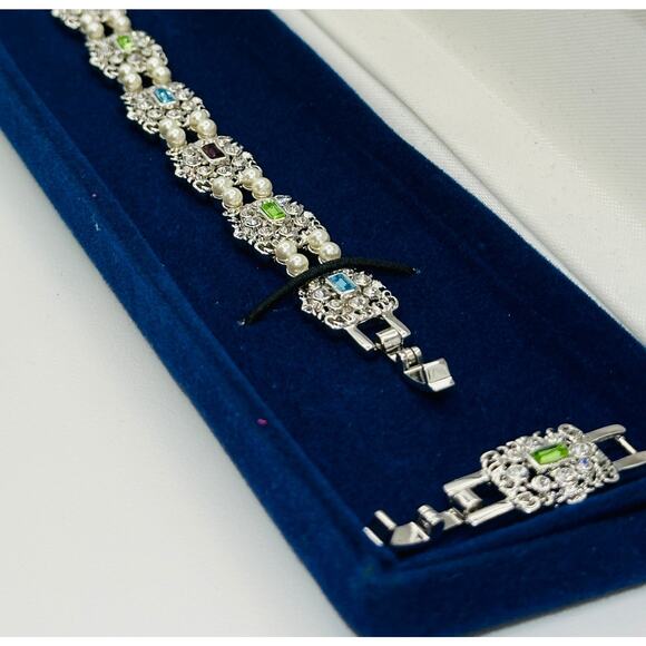 Camrose & Kross Jacqueline Kennedy Multicolor Crystal & Pearl Bracelet